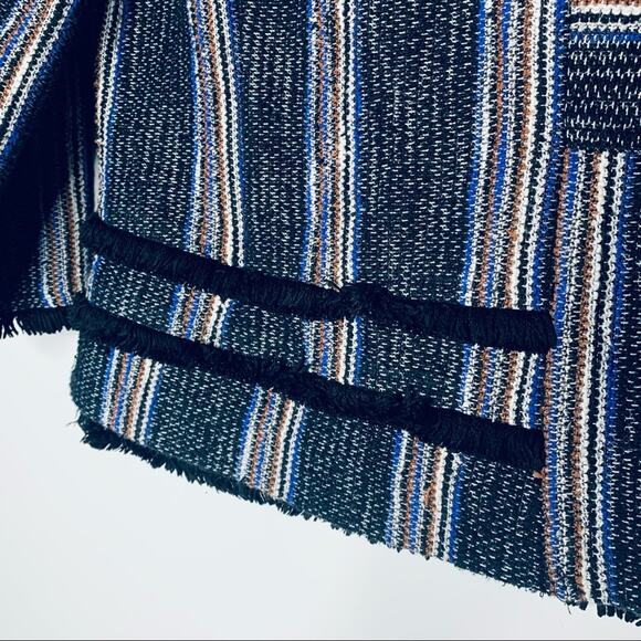 Anthropologie Current Air black striped fringed sweater size Small - Picture 3 of 9